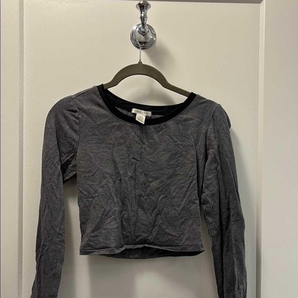 Bozzolo Gray Fitted Crop T-Shirt